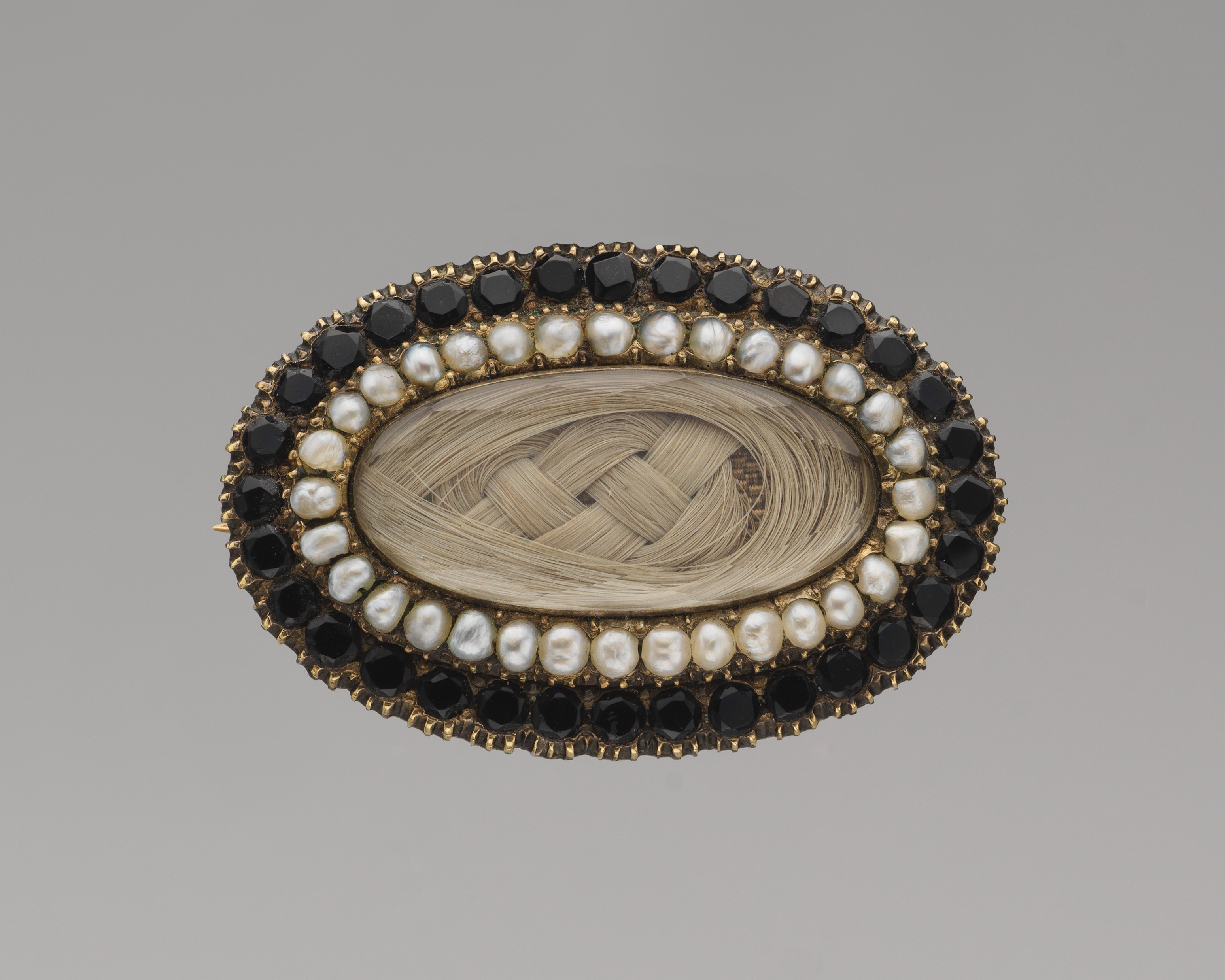 American Mourning Brooch Woven from Human Hair